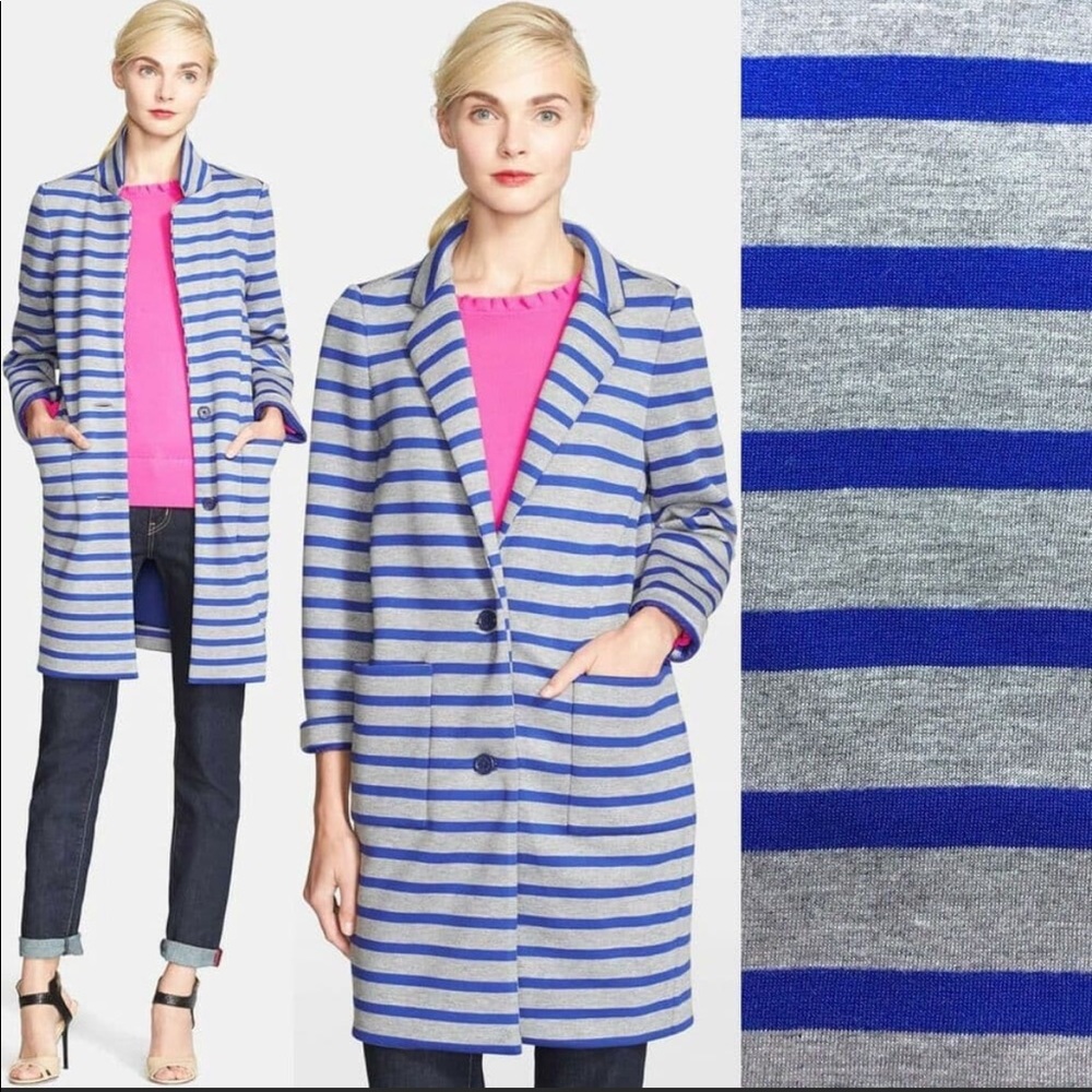 Kate Spade Oversized Scuba Stripe Knit Coat M